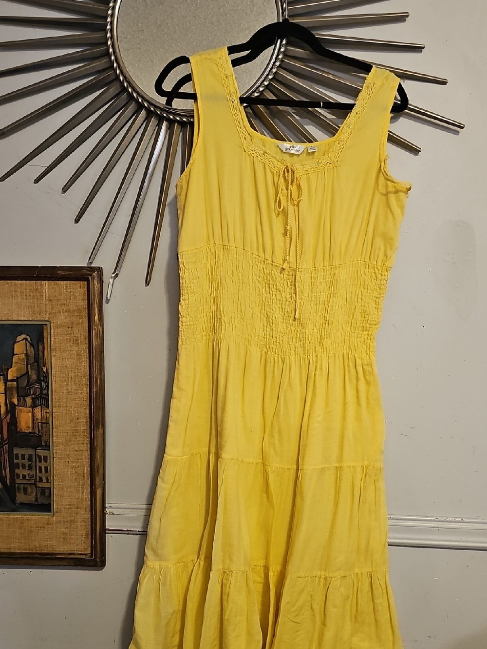 Sunny Yellow Sleeveless Maxi Dress with Smocked Waist